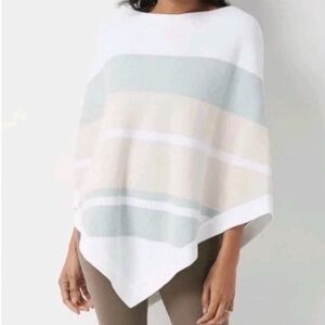 Nwt Barefoot Dreams CozyChic Ultra Lite Ocean Breeze Poncho In Pink Multi Stripe